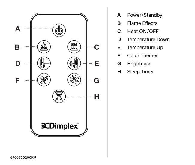 Dimplex Replacement Remote Control for Prism Series Electric Fireplace (All Models)