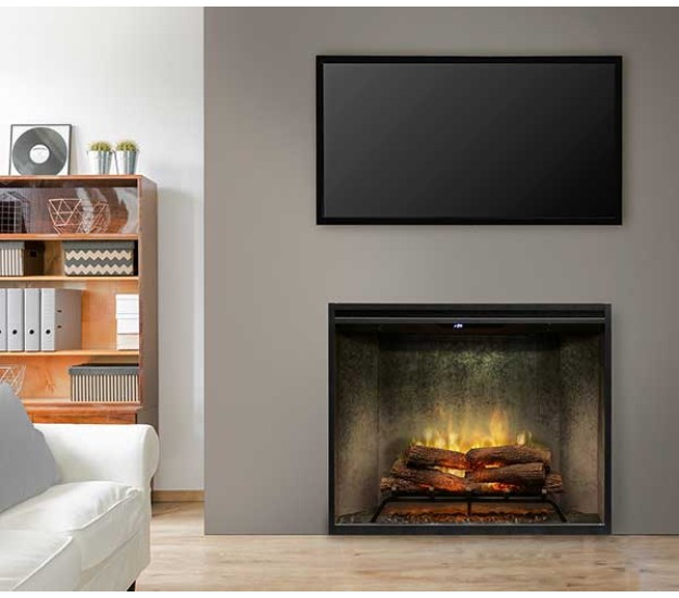 Dimplex Revillusion 36-inch Portrait Built-in Firebox, Weathered Concrete(RBF36PWC) Dimplex Revillusion 36-inch Portrait Built-in Firebox with Glass Pane and Plug Kit, Weathered Concrete (RBF36PWCG)