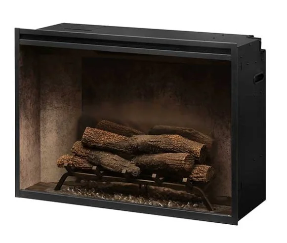 DIMPLEX Dimplex Revillusion 36 Inch Tall Built-in Electric Firebox - Herringbone Brick Background - Includes Realistic Faux Logset, Front Glass Panel, Firebox, and Plug Kit - Thumbnail 4