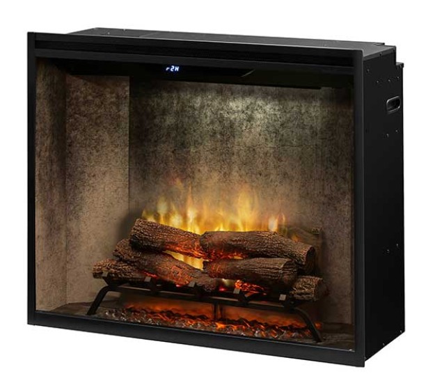 Dimplex Revillusion 36-inch Portrait Built-in Firebox with Glass Pane and Plug Kit, Weathered Concrete (RBF36PWCG)