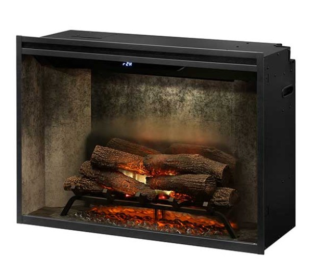 Dimplex Revillusion 36-inch Built-in Firebox with Glass Pane and Plug Kit, Weathered Concrete (RBF36WCG)